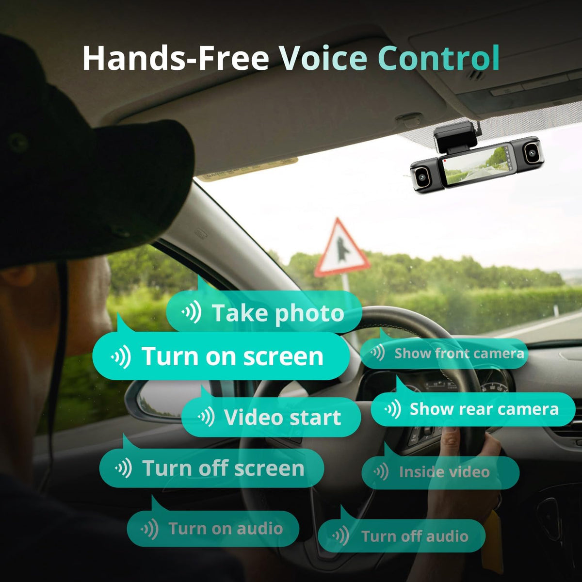 BOTSLAB 4 Channel 360° Dash Cam with Hardwire Kit, 128GB Card,Voice Control