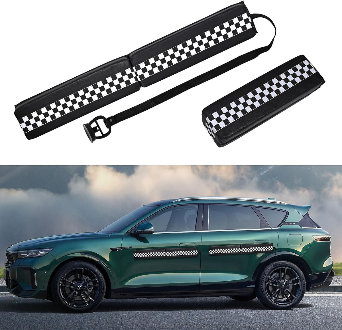Hivexagon Magnetic Car Door Dent Protector - PU Leather Removable Soft Cushion Protector for Non-Aluminum Cars Doors, Prevents Dents and Scratches for Vehicles (Black)-2PACK