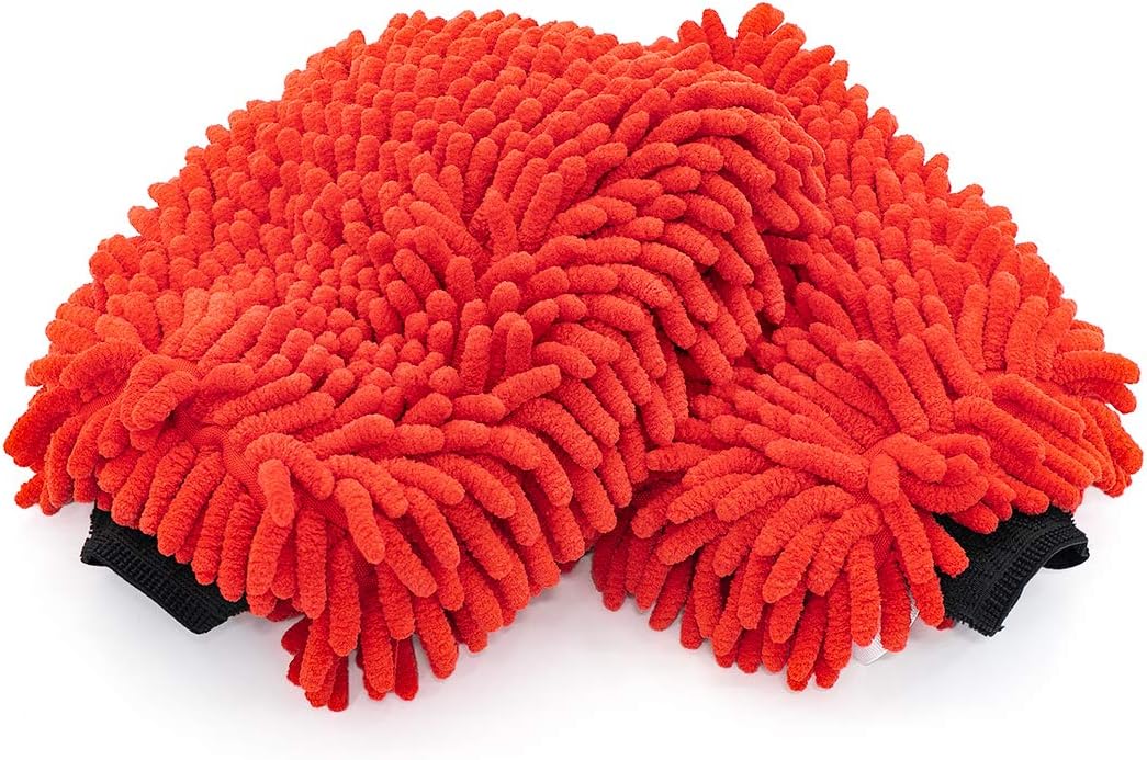 The Rag Company - Premium Chenille Microfiber Knobby Wash Mitts - Perfect for Car Washing and Detailing; Scratch-Free, Lint-Free, Double-Sided, Plush, and Absorbent; Lime Green (2-Pack)