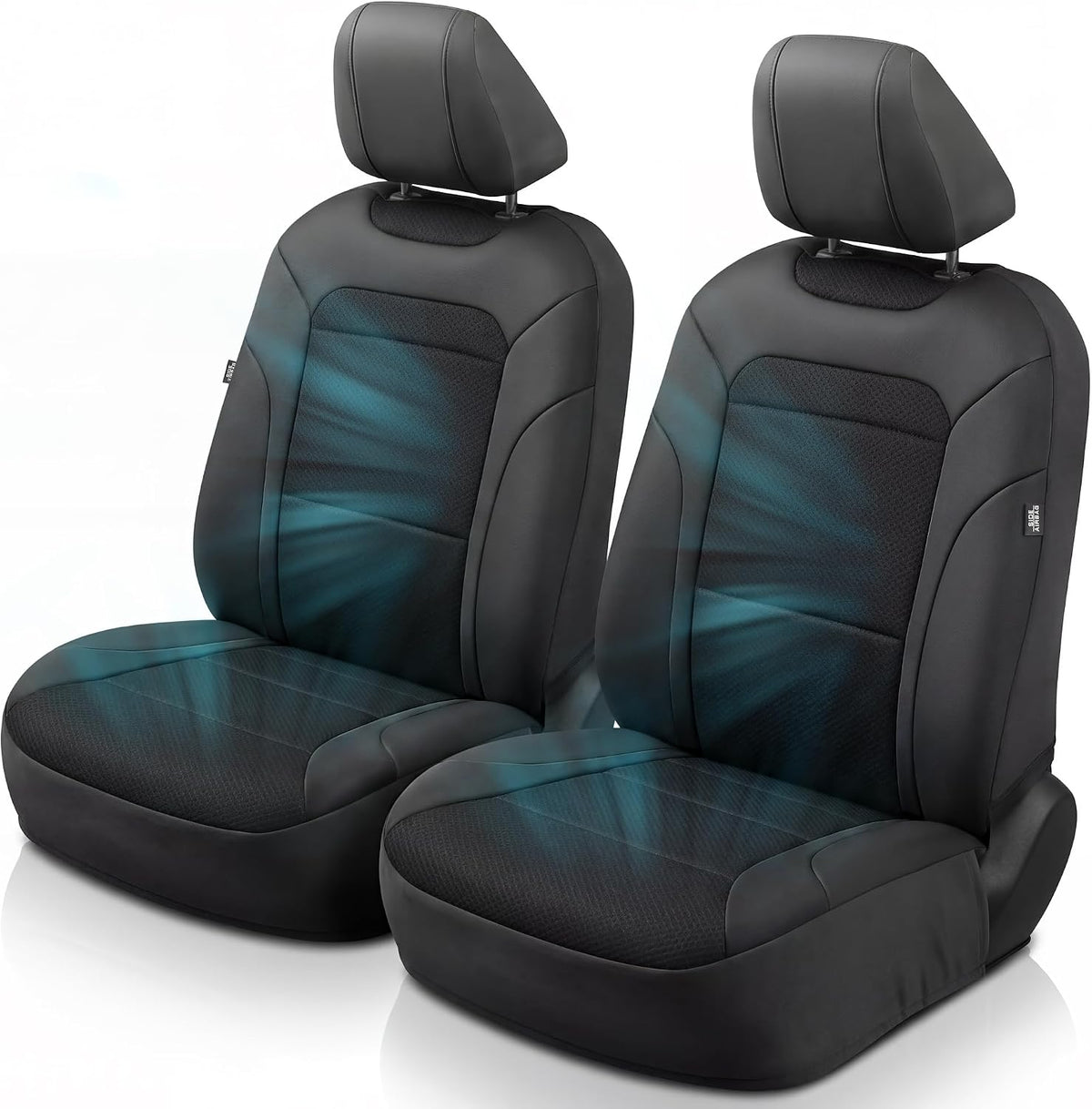 GIANT PANDA Air Cool Mesh Car Seat Cover Custom Fit Subaru Outback Forester Crosstrek Legacy Impreza,Breathable Cooling Seat Protector with Leather Back Pannel(Black+Gray)