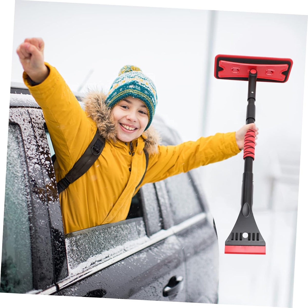 Hemoton Xmas Car Snow Scraper Tool with Ice Scraper, Extendable Snow Brush