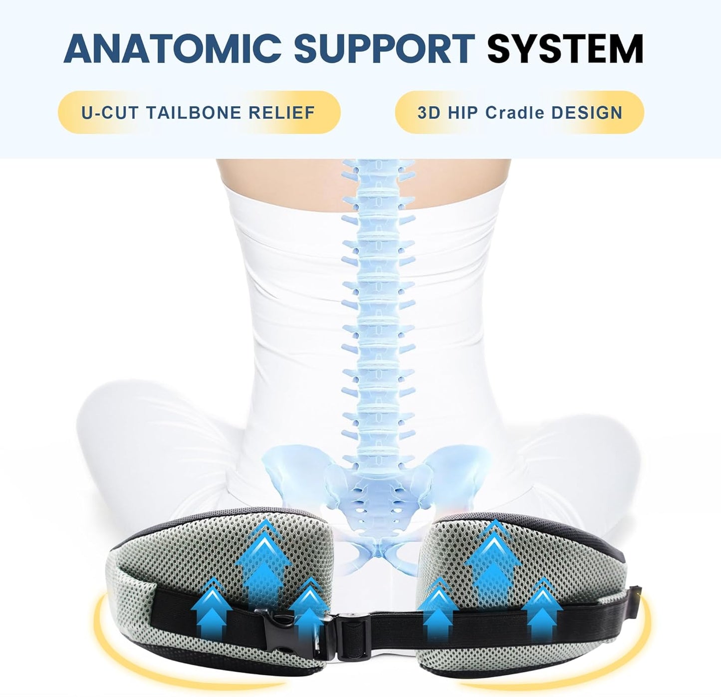 Seat Cushion for Office Chair, Wedge Car Seat Cushion, Memory Foam Truck Seat Cushion for Sciatica Tailbone Pain Relief, Long Driving, Coccyx