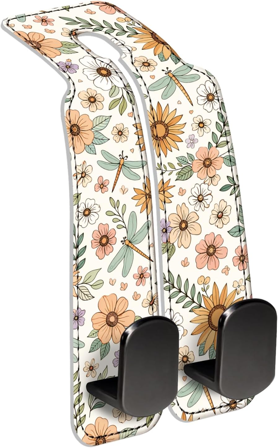 Car Seat Back Storage Hook, Funny Car Purse Hook, Cute Vehicle Storage Organizer for Purses Handbags Botanical Floral Pattern