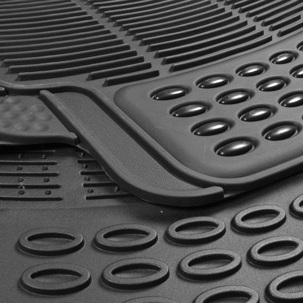BDK Heavy Duty Rugged Ridged Complementary Rubber Rear Floor Mats Liners, All Weather Protection, Designed for Trucks Cars Sedan SUV