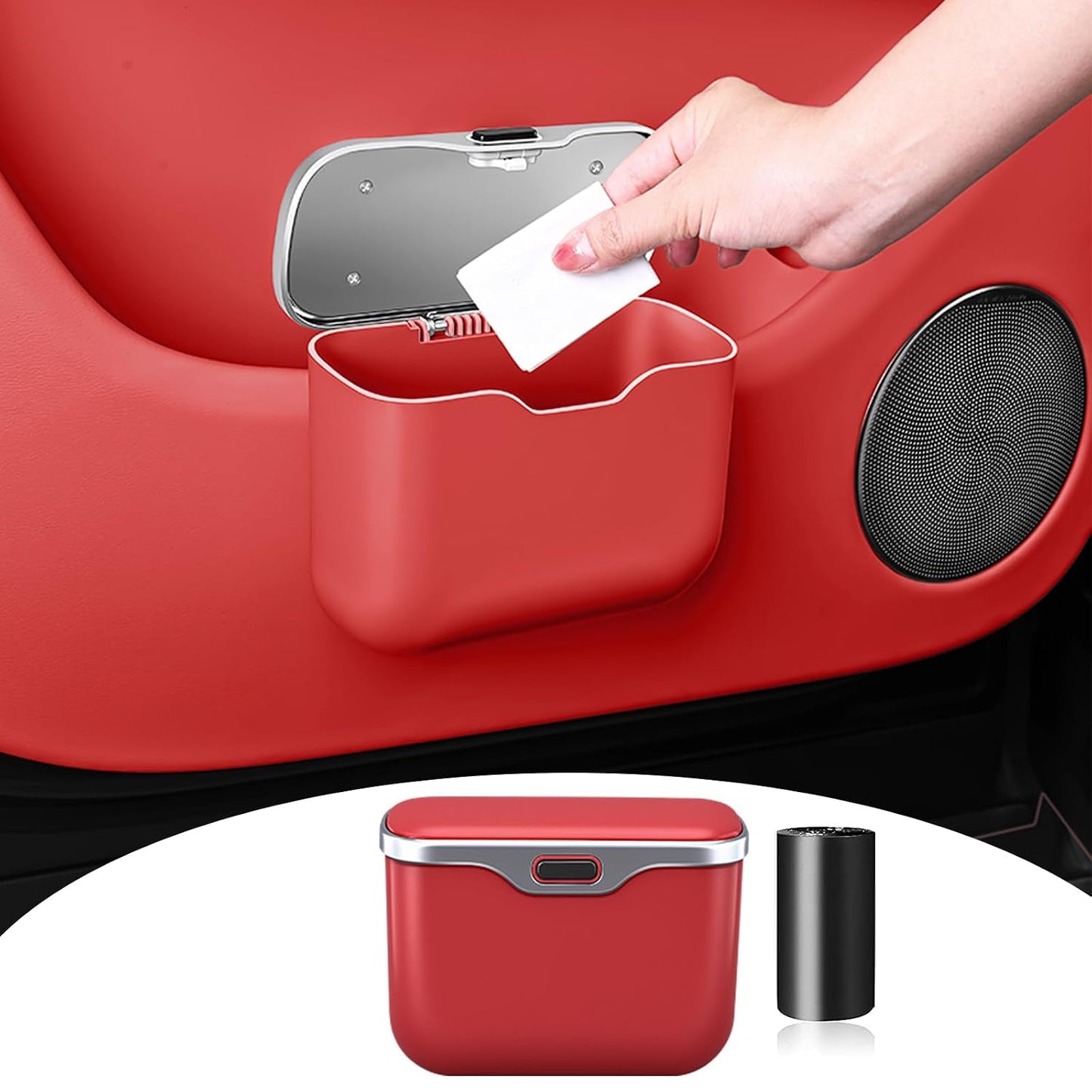 HOLDCY Car Trash Can, Waterproof Multi‑Functional Auto Trash Bin for Door/Console/Seat Back, Universal Vehicle Garbage Can for Car/Truck/SUV Drivers (Black)