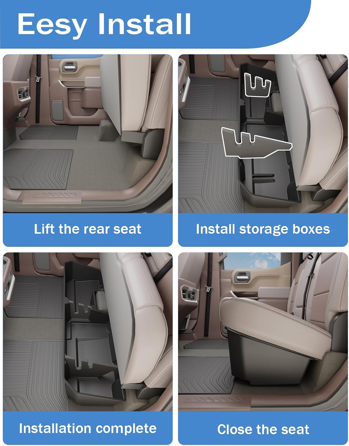 Under Seat Storage Box for 2019-2026 Chevy Silverado 1500 & GMC Sierra 1500