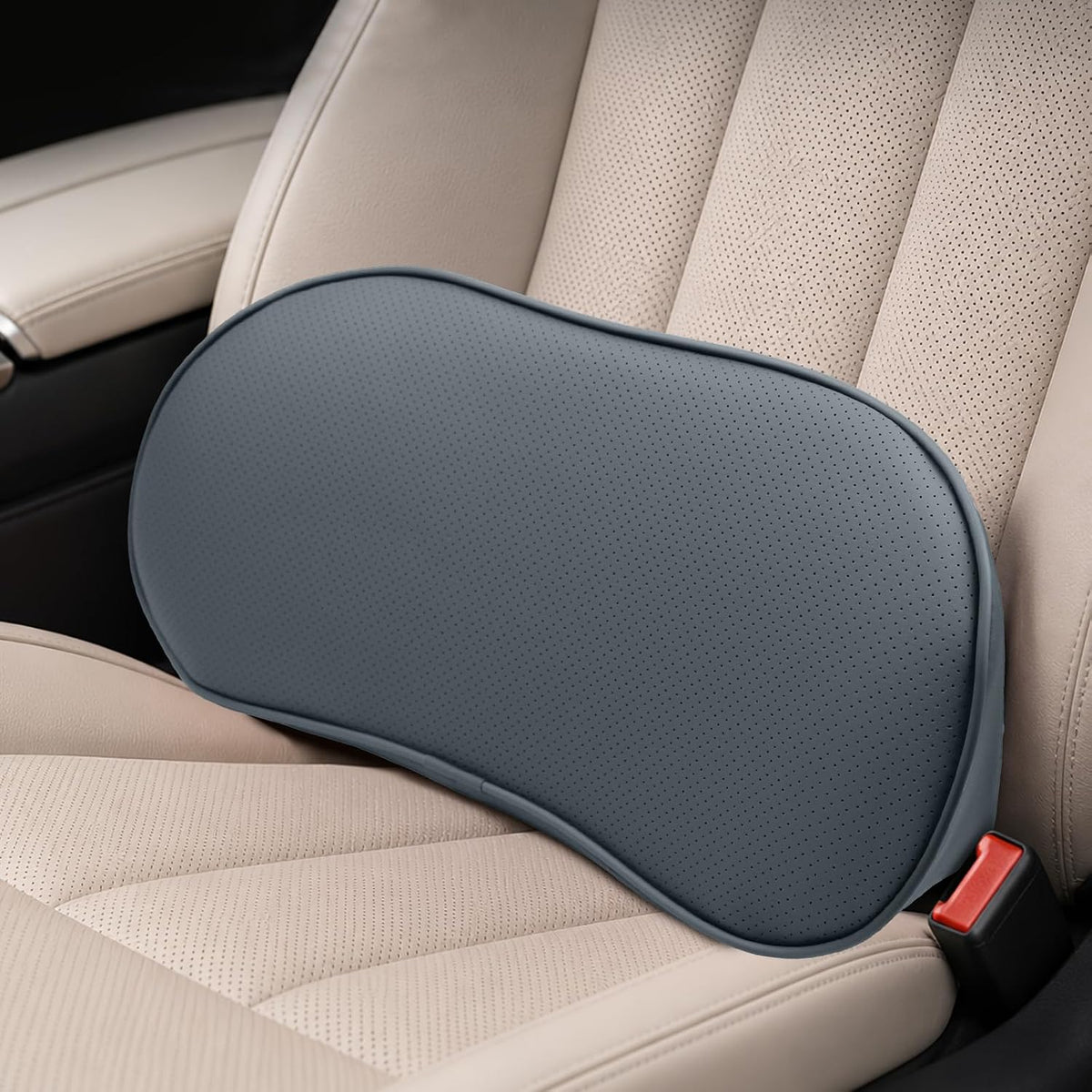 Mikako Car Lumbar Support Pillow, Ergonomic Memory Foam Vehicle Driver Seat Lower Back Support Cushion for Pain Relief, Comfortable Lumbar Pillow Cushion for Driving, Car Accessories (White)