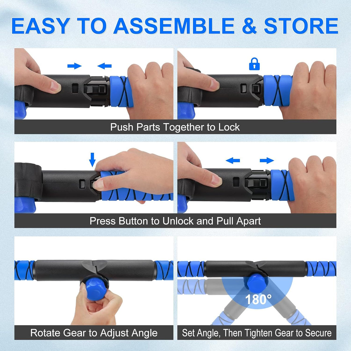 Foldable & Extendable Snow Brush and Ice Scraper for Car, 62.4", Blue