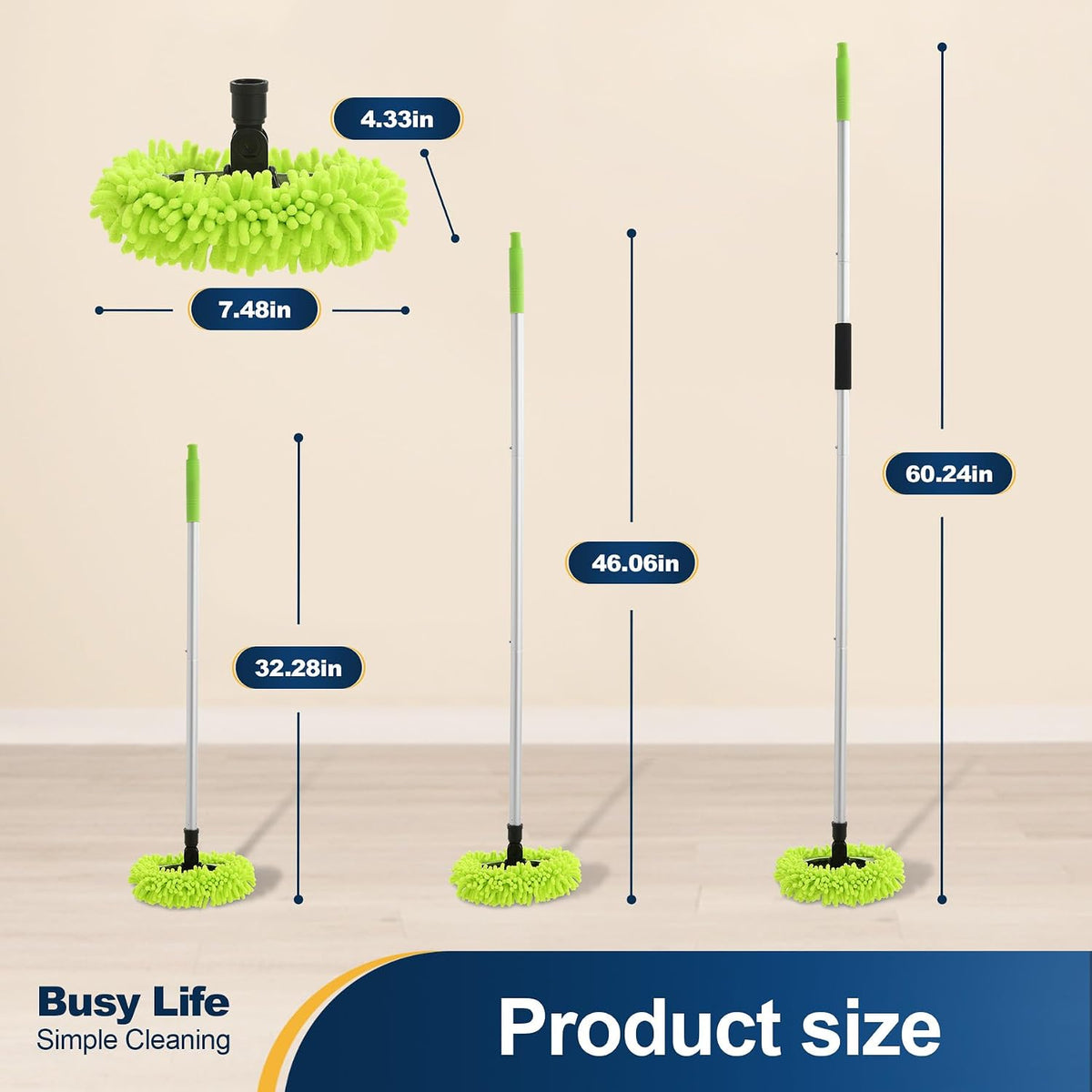 Yocada Car Wash Brush Kit Chenille Microfiber Car Wash Mop Mitt 60"