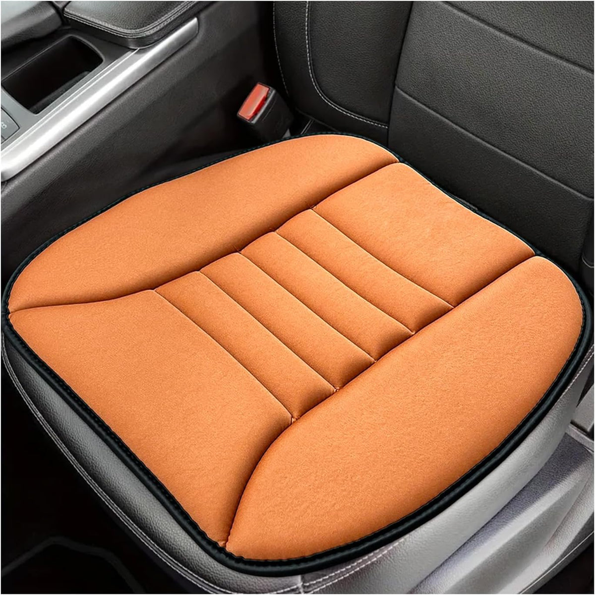 Sun Walker Car Seat Cushion, 1.2" Thick Memory Foam Auto Seat Protector Pressure Relief Pad, Nonslip Bottom Mat Comfort Driving Seats Cover for Truck SUV Sedan, Car Accessories (Black)