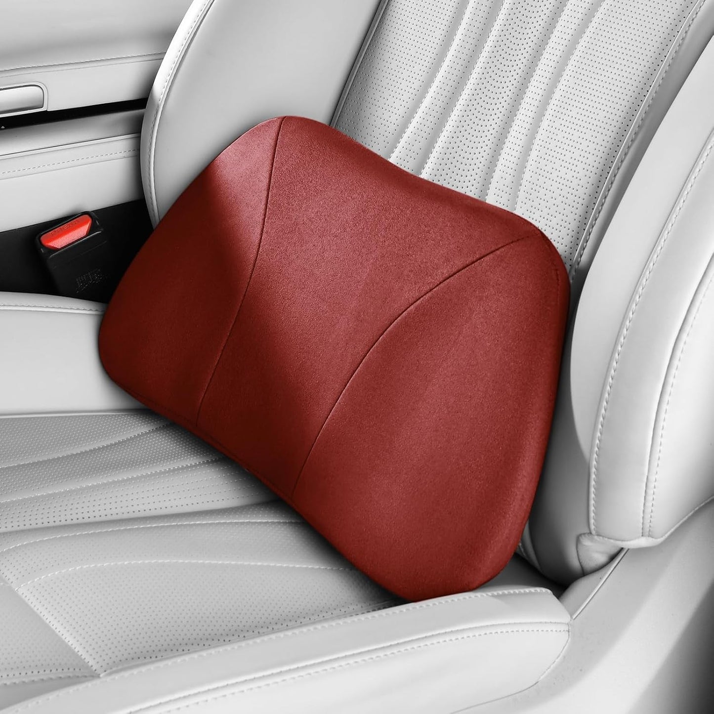 Lumbar Support Pillow,Back Pain Relief Cushion,fits tightly around the waist,Memory Foam,Skin-friendly Suede Fabric,fit Car Drive,Office chair,Rest seat,Improve Posture,Portable,15.5''Lx 8.7''H