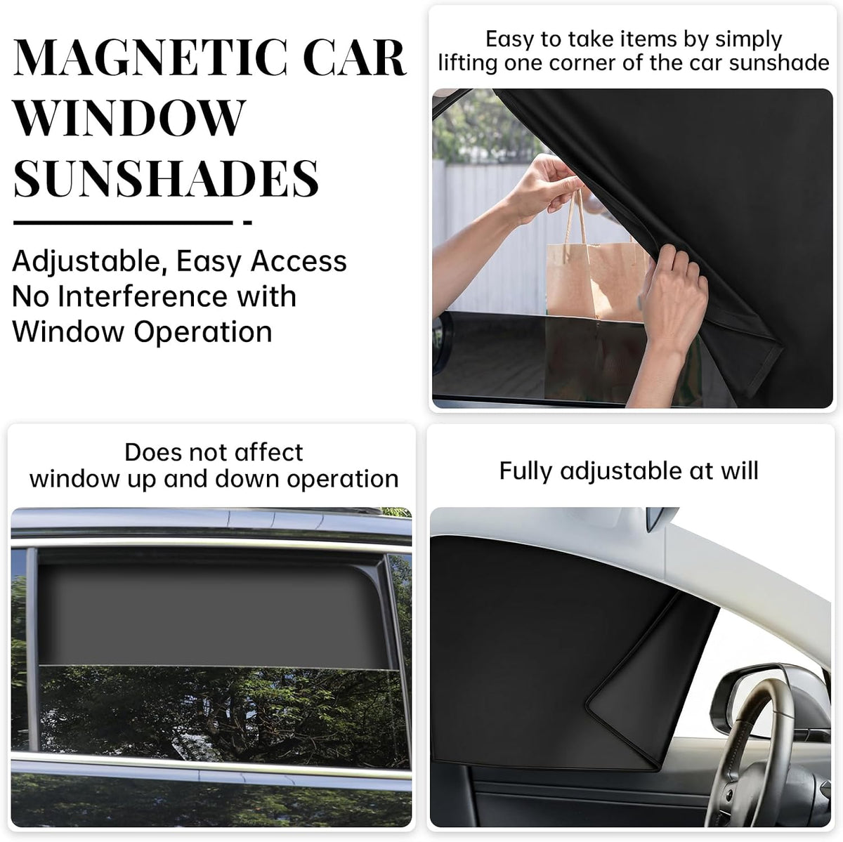 Car Window Shades & Windshield Sun Shade, Magnetic Car Sun Shade Set