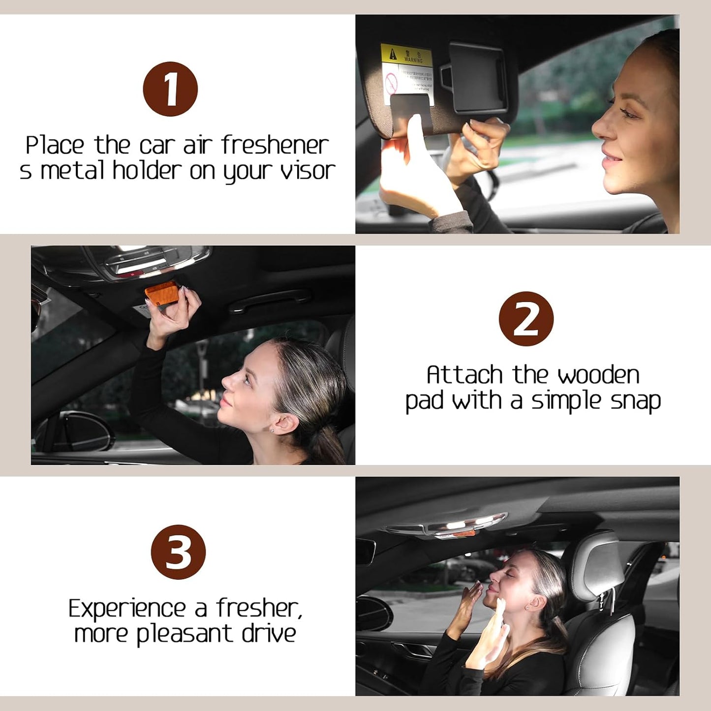 Car Air Freshener- Original Wood Air Freshener-Car Odor Eliminator for Visor Clip-Long Lasting Scent - 4 pack Included 2 Clips