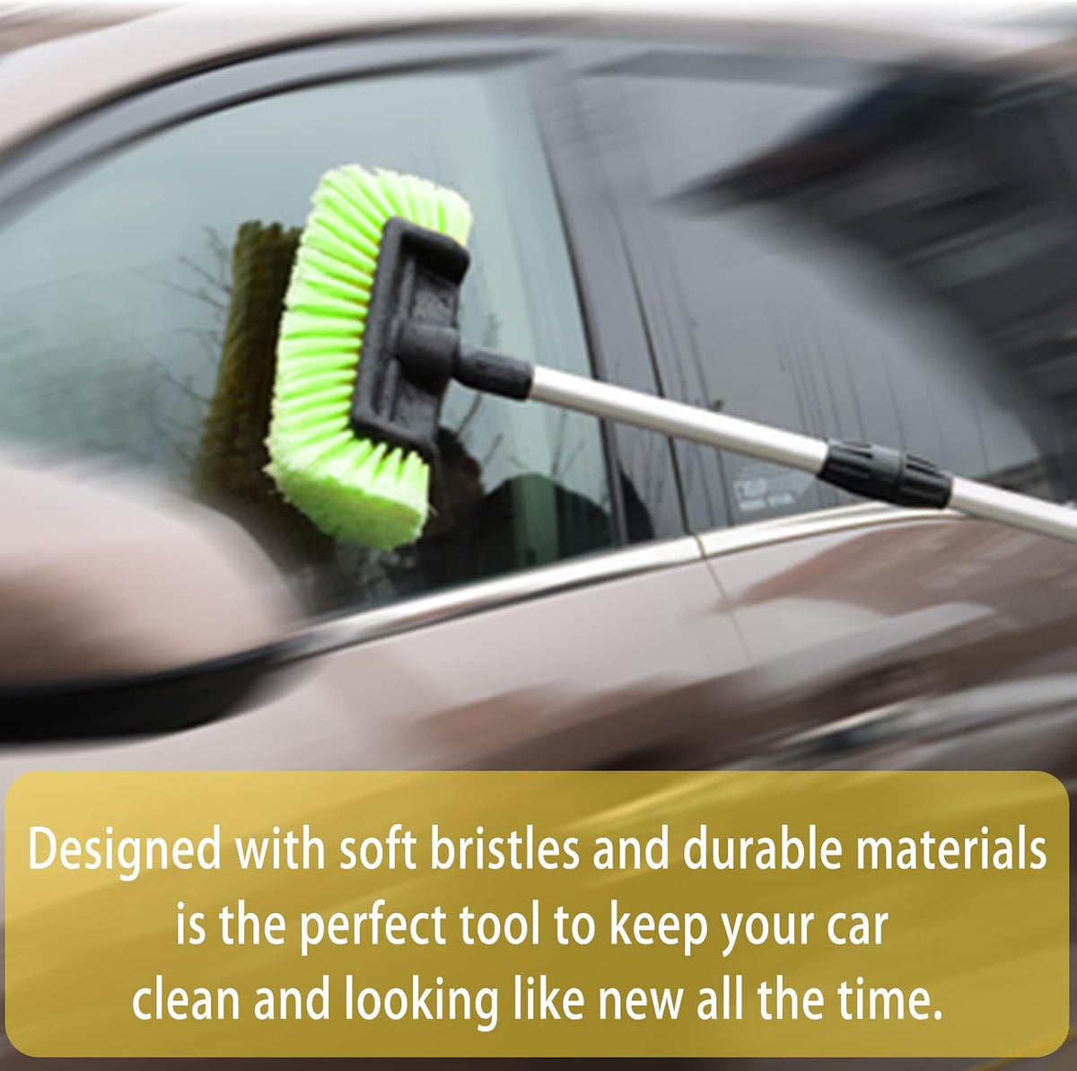Forgrace 12" Car Wash Brush with Soft Bristle Auto RV Truck Boat Camper Car Exterior Washing Heavy Duty Tri-Level Dip Green