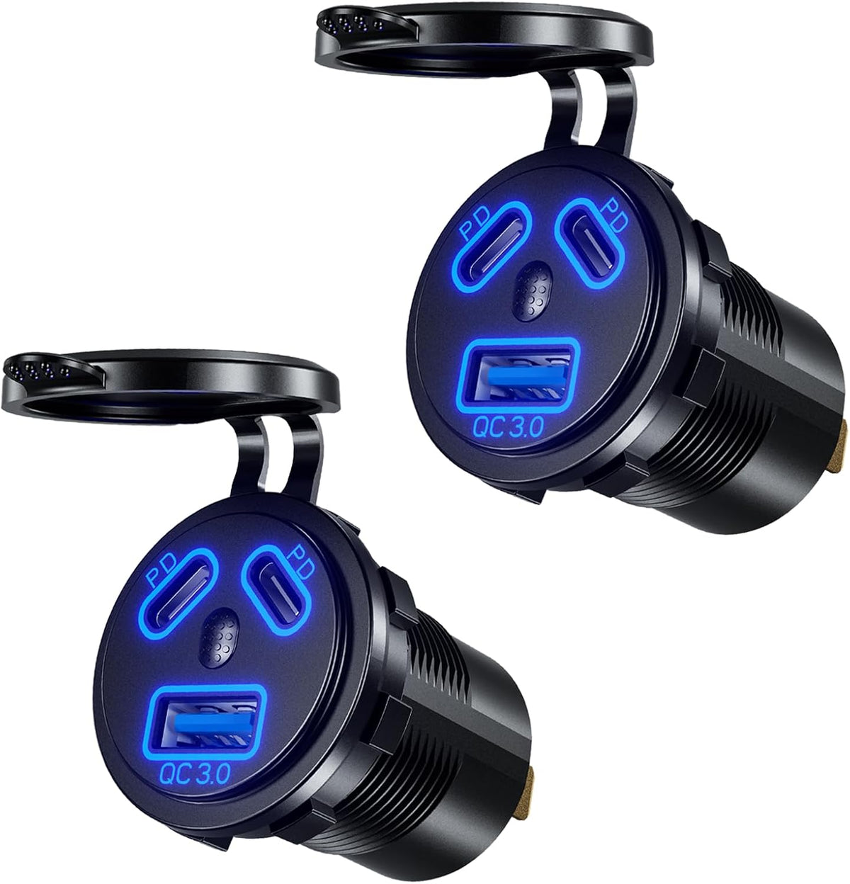 12V Type C USB Outlet Quick Car Charger Socket Dual Port Type C Fast Charger Socket Power Waterproof 12V / 24V Marine Boat Motorcycle Truck
