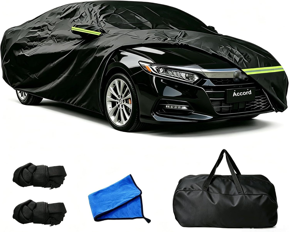2026 Upgraded Car Cover for Jeep Wrangler 4 Dr/Unlimited 4 Door JK JL Car Accessories2006-2026, Waterproof Full Exterior Windproof Snow Proof Rain Sun Hail Protection with Door Zipper & Inner Cotton