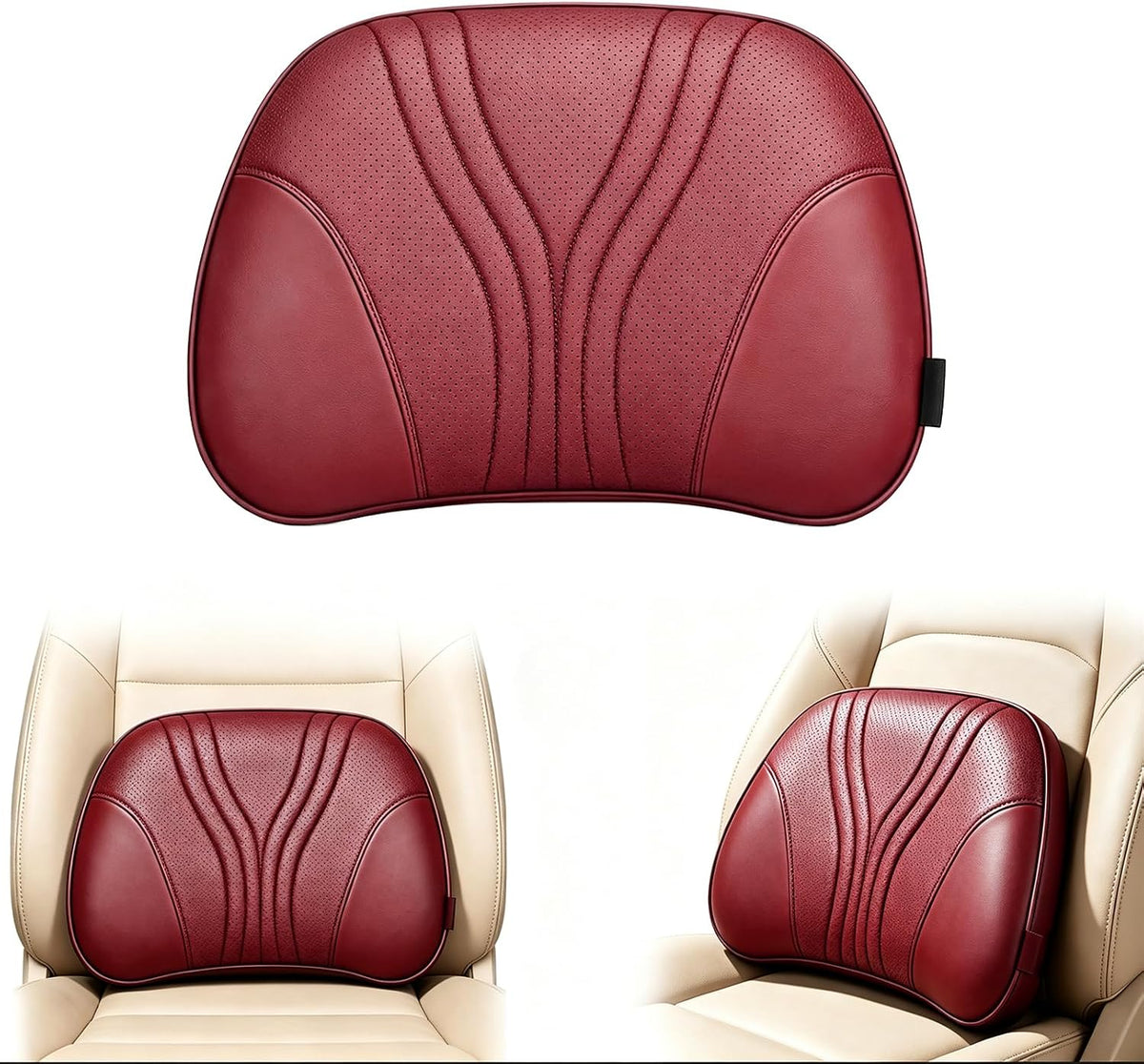 Fodeuxp Universal Memory Foam Car Lumbar Support Pillow, Brown