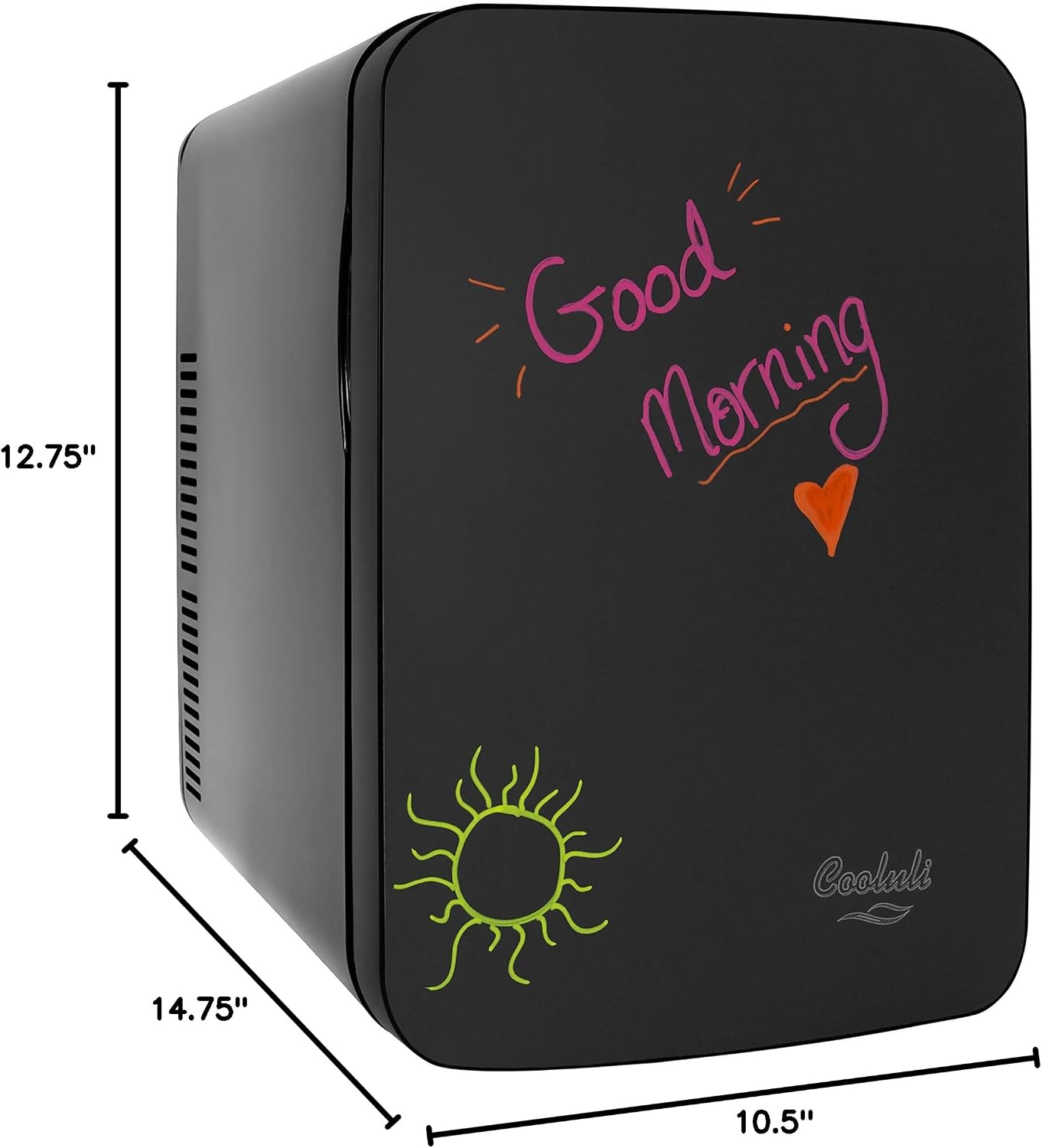 Cooluli 15L Mini Fridge with Magnetic Blackboard - Portable Small Refrigerator for Travel, Car & Office, V15LE2BK