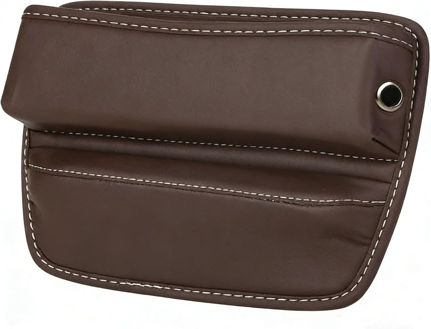 Car Seat Gap Organizer | PU Leather Seat-Side Storage Pocket with Cable Port | Fits Most Cars, SUVs and Trucks | White