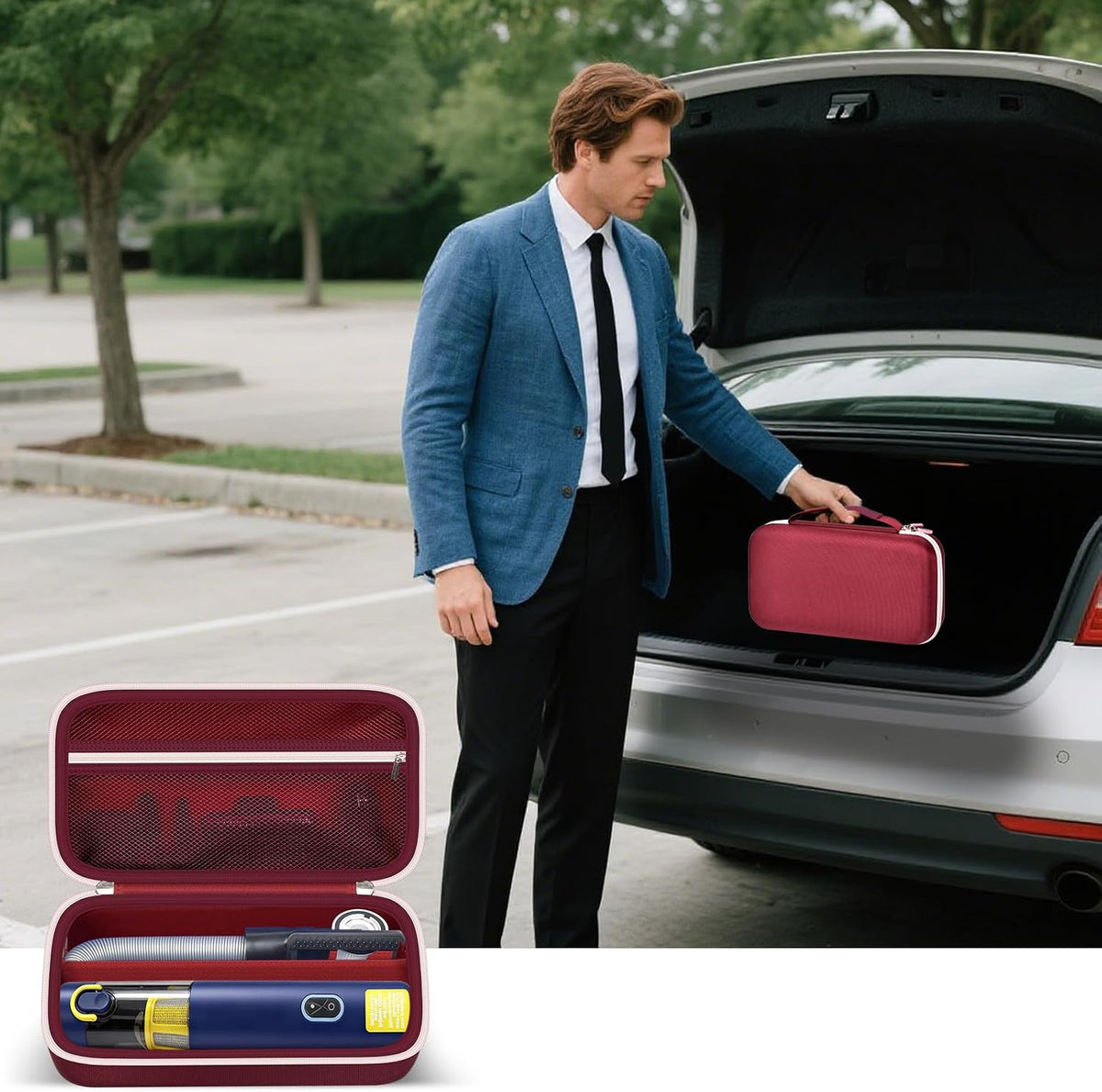 GWCASE Car Vacuum Case Compatible with Fanttik V8/V10 Apex/Mate, Case Only | Removable Divider, Mesh Pocket for Accessories, EVA Shell Protection for Trunk, Truck and Road-Trip Storage