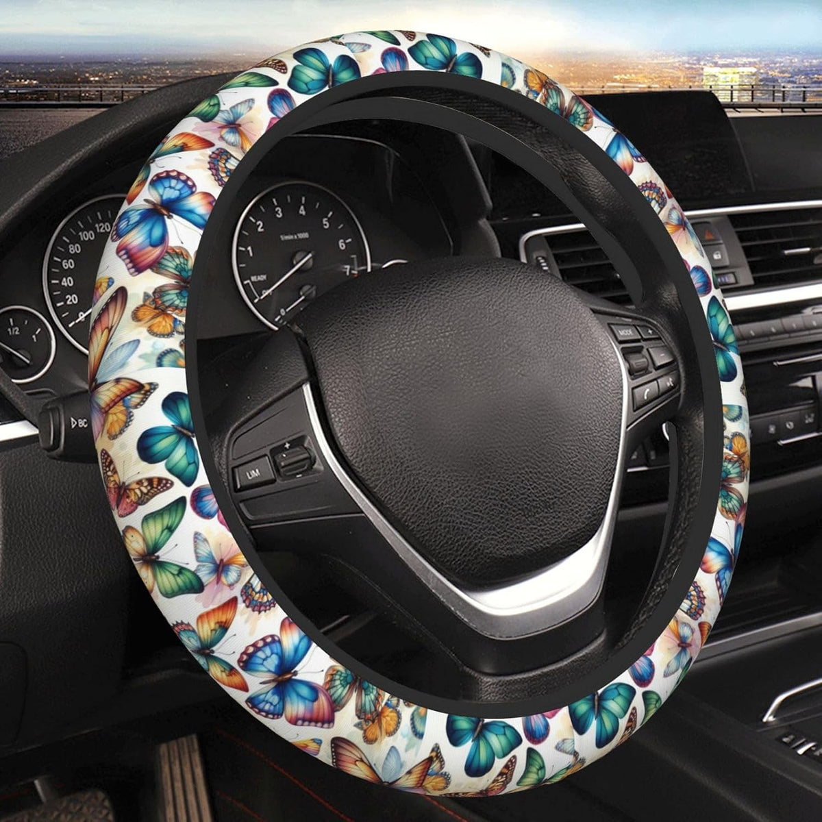Hippie Flower Neoprene Steering Wheel Cover- 15in Car Accessories