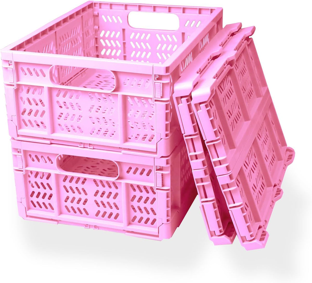 20L Folding Crates, 4Pack Plastic Storage Bins Organizer for Home and Office,Plastic Folding baskets,Collapsible Crates for Chrismas Gifts, Toys Storage. (Blue,15.7x11.8x6.3Inch)