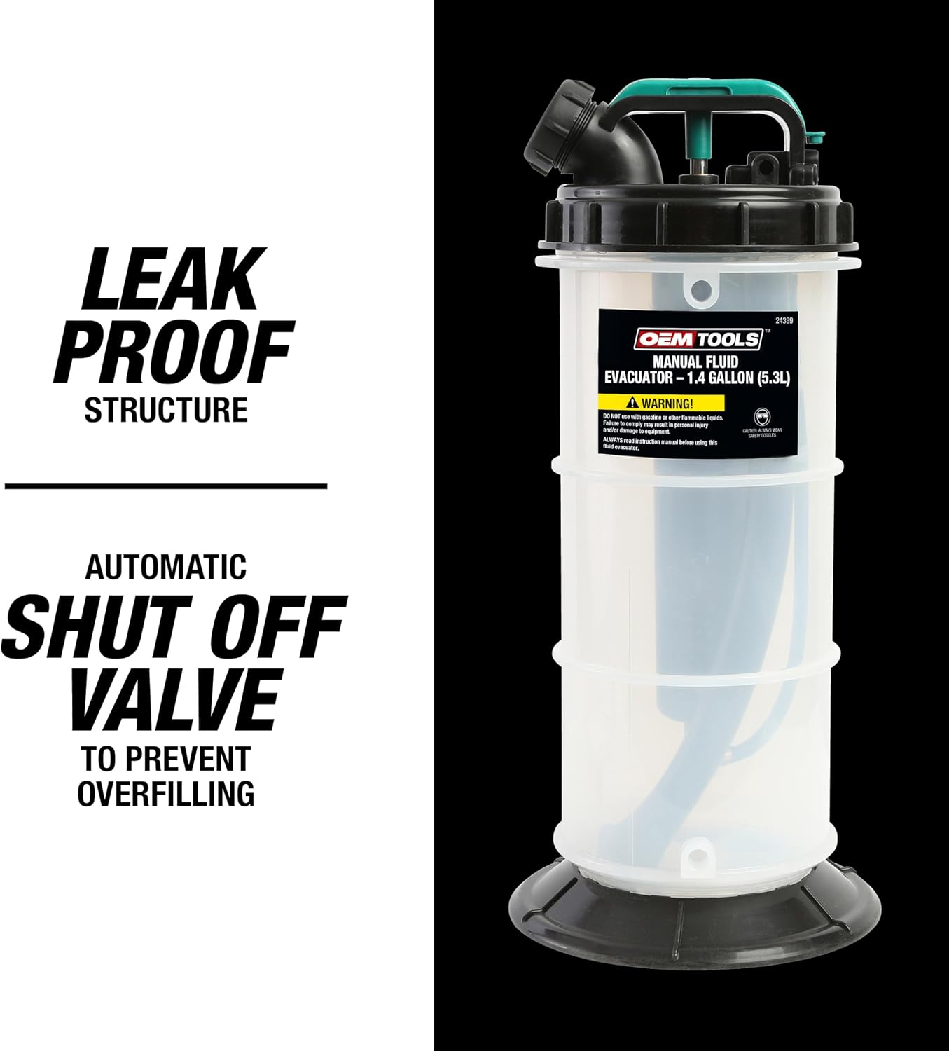OEMTOOLS Manual Fluid Extractor Pump, 5.3L Oil Extractor, 5-Foot Hose