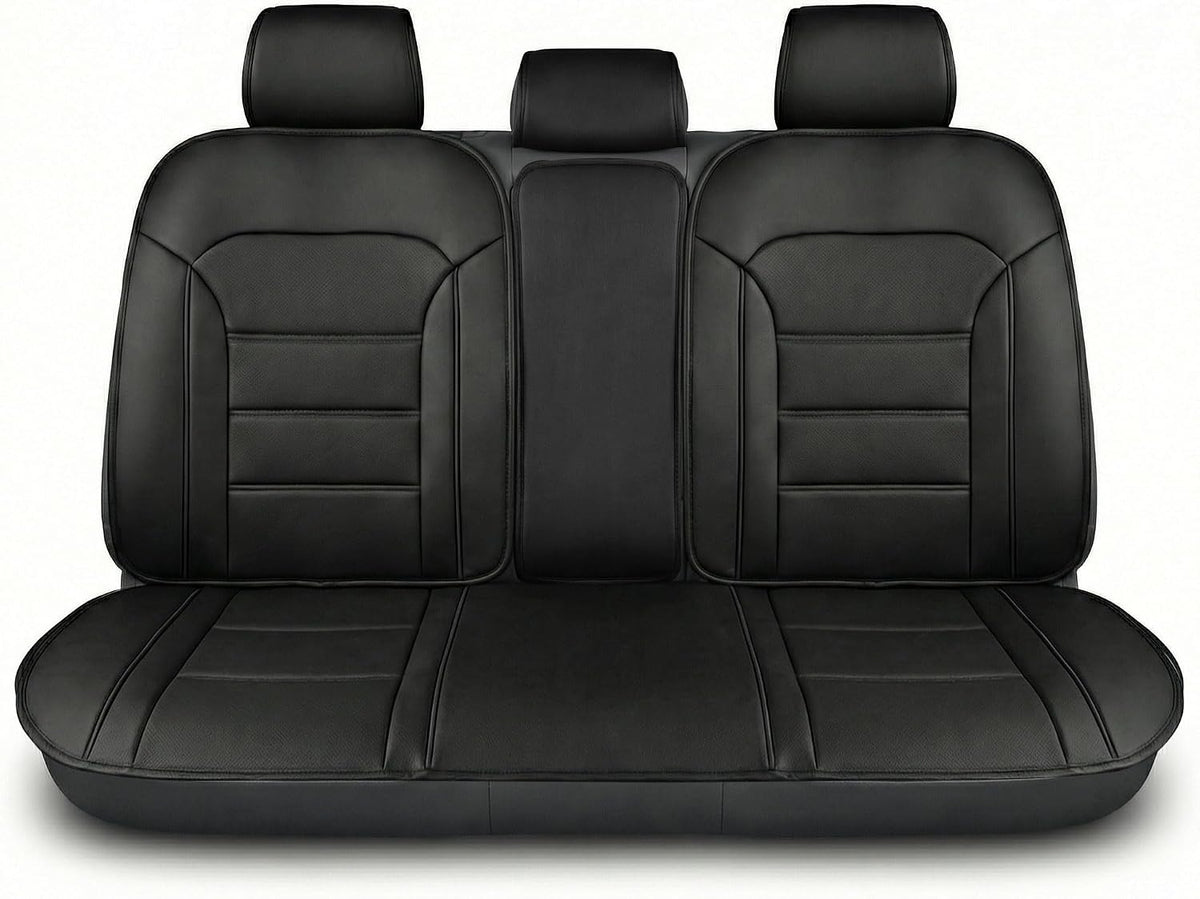 FH Group Universal Fit Back Seat Faux Leather Car Seat Cover, Rear Seat Covers for Cars with Rear Split Bench, Car Interior Accessories for SUV, Sedan, Van, Gray