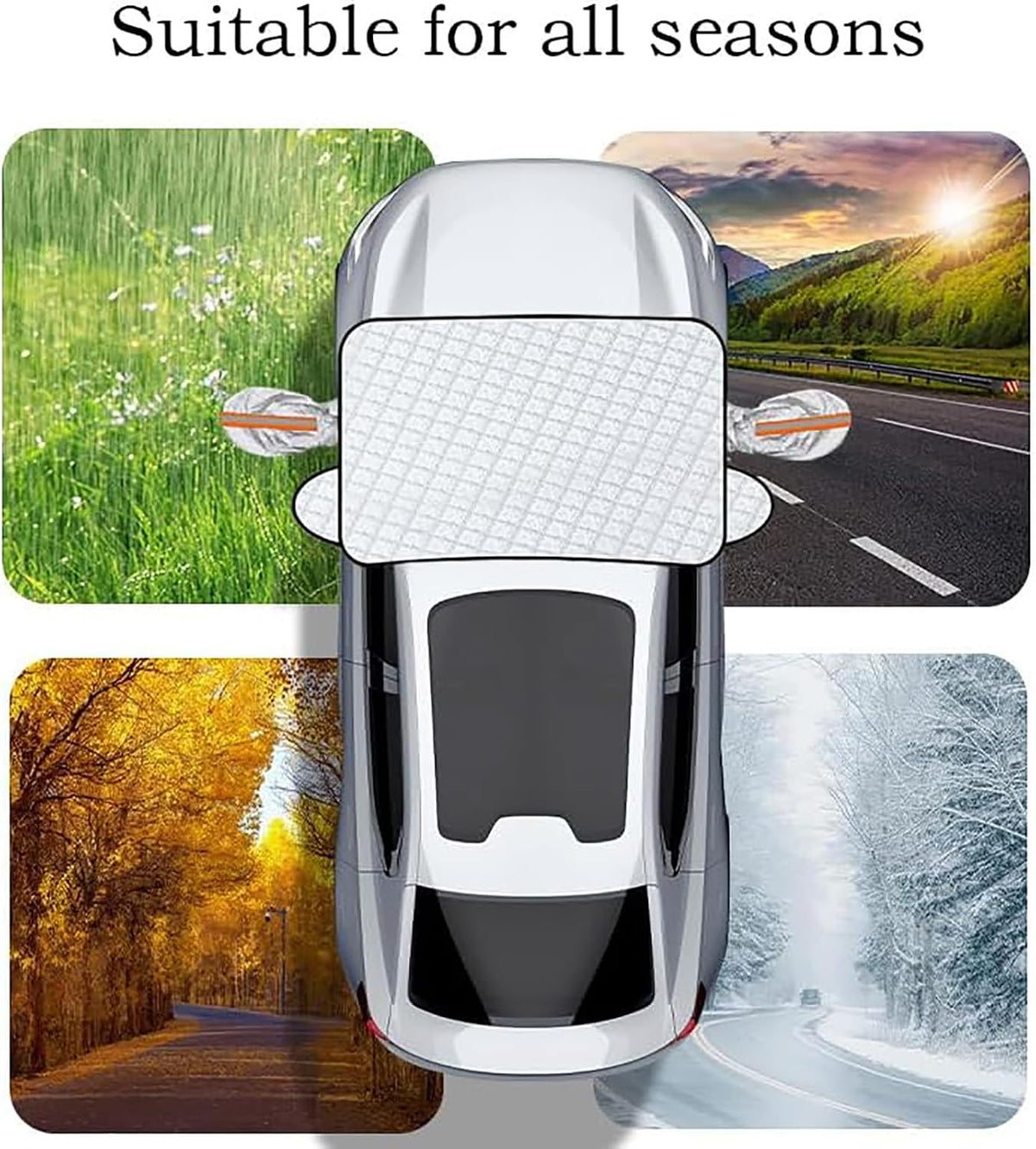 Car Windshield Snow Cover for Honda CRV 2012 2013 2014 2015 2016 2017, Magnetic Front Window Cover 4-Layer Protection for Snow Ice Frost Sun with Side Mirrors Winter Accessories,L