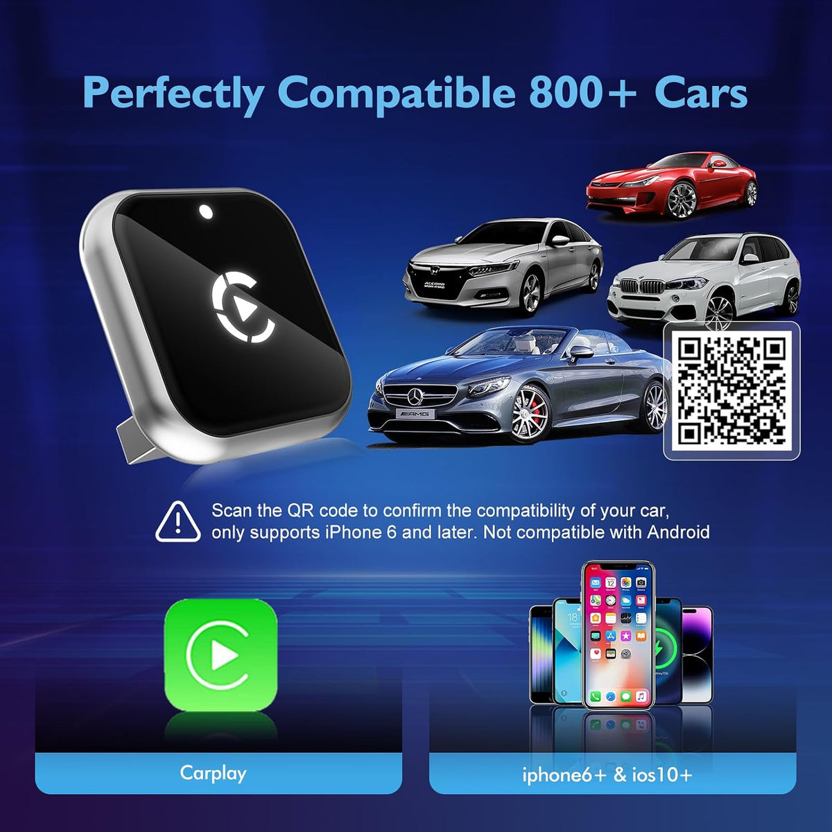 Ultra-Thin Mini Wireless & Bluetooth CarPlay Adapter