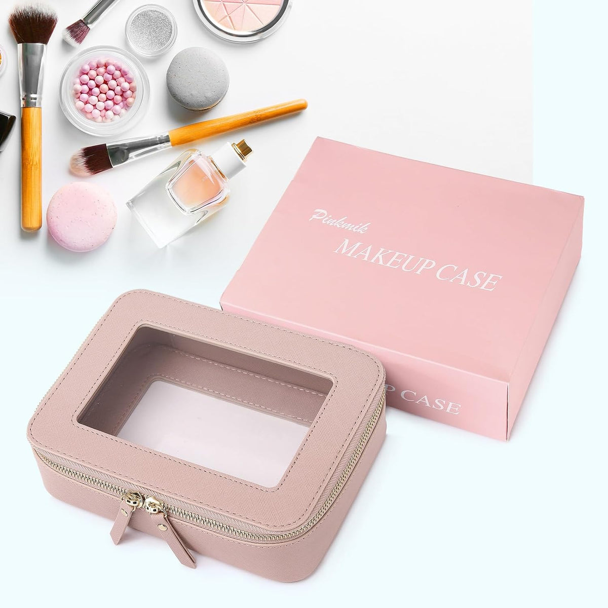Pinkmik Clear Makeup Bag, (Pink, M)