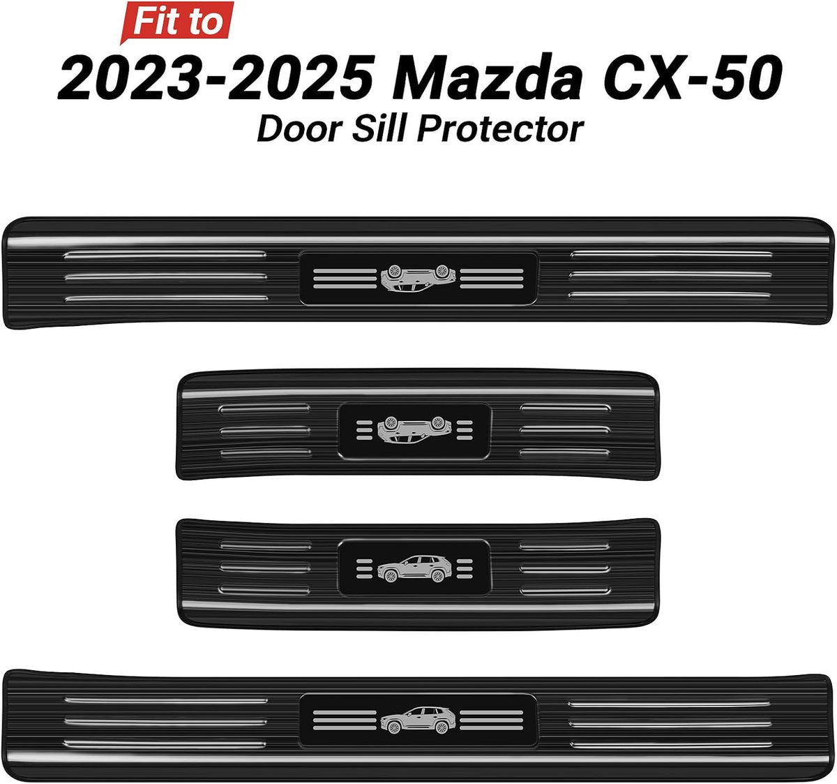 Hellet 4PCS Car Door Sill Protector for Mazda 2023 2024 2025 2026 CX-50 CX50 Accessories Stainless Steel Material Black Brushed Door Entry Guards
