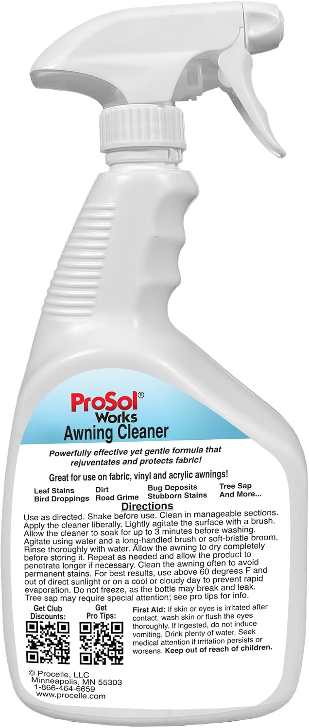 Bug Splat N' All Awning Cleaner 32 fl oz - Boat, Patio, Trailer & RV Awning Cleaner for Bug Splatter, Dirt, Grime & Stain Remover - Awning Fabric Cleaner & Rust Remover - Safe on All Surfaces