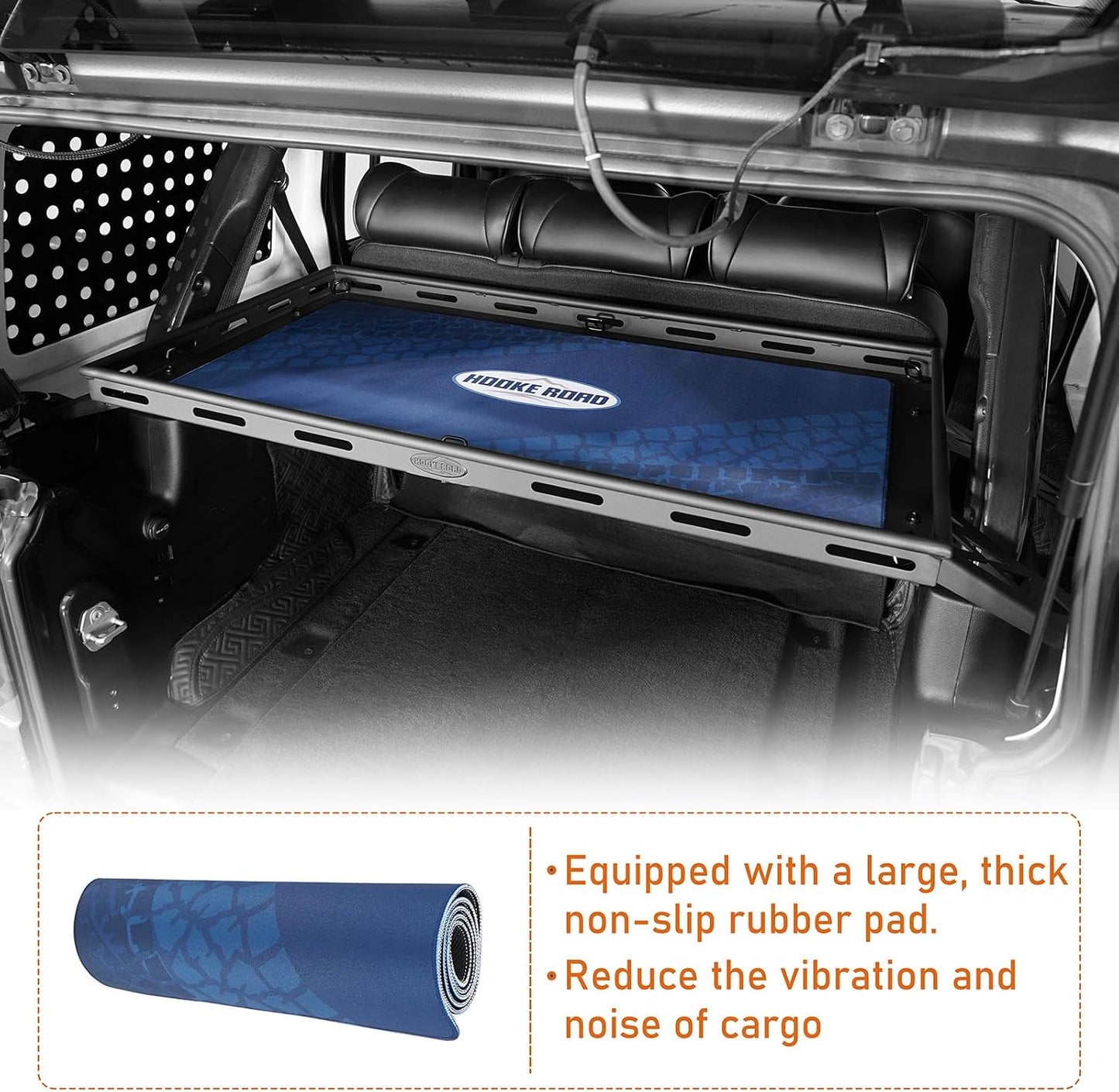 Hooke Road Rear Trunk Cargo Rack Basket Tray for 2007-2026 Jeep Wrangler JK JL 4-Door Hardtops, Sturdy Steel Shelf for Camping Trip Gear