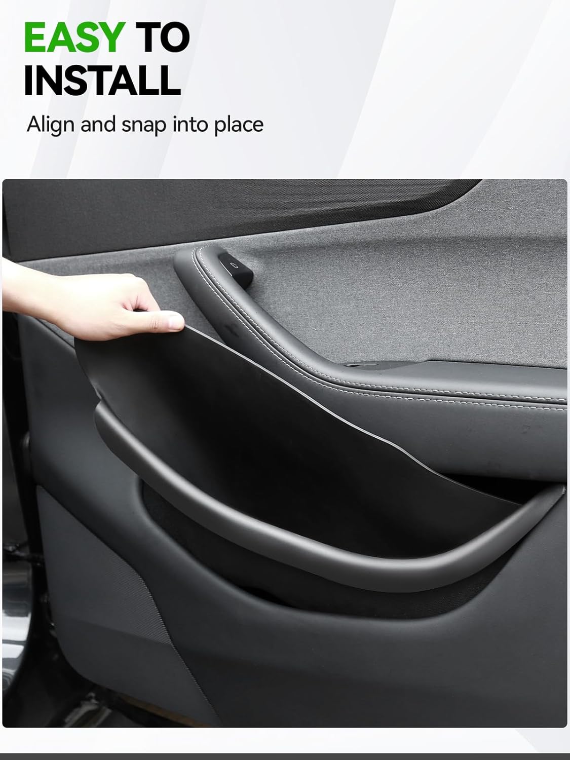 4PCS Door Side Storage Box Full-Wrap Pocket Liner compatible with 2026 2025 Tesla Model Y Juniper Accessories TPE Front and Rear Full Cover Door Side Organizer Tray(Not fit Standard)