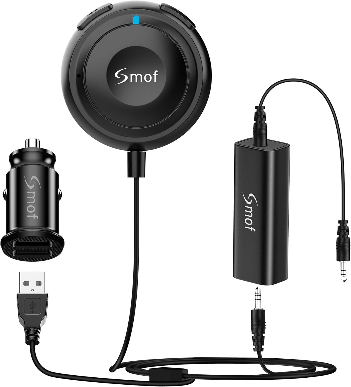 Smof Bluetooth Aux Car Adapter, BT5.2 Audio Receiver for Car/Home Stereo