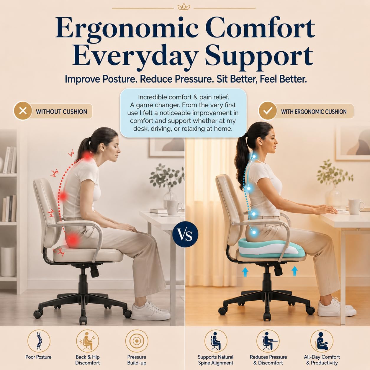 Seat Cushions for Office Chairs Wheelchair Cushion for Long Sitting Back Pain,Memory Foam Seat Car Computer Desk Chair Cushion,Coccyx Cushion for Tailbone Pain Relief Cushion Office Chair Green