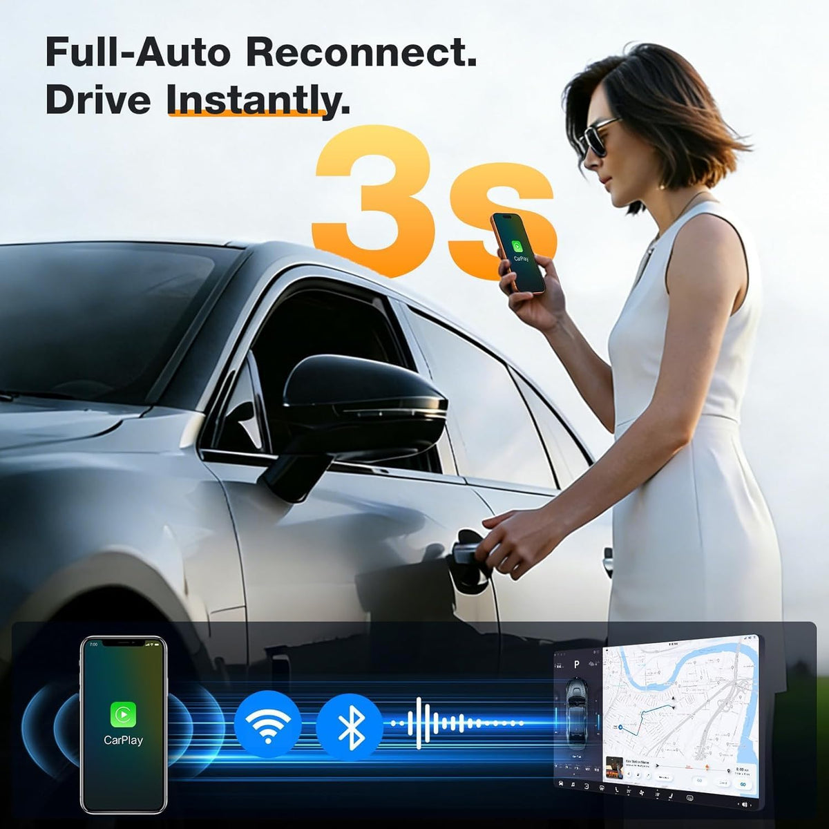 Wireless CarPlay Adapter for Ford F-150 2017-2020 (SYNC 3 Required), 2026 A7-Ultra Chip, Multi-User Full-Auto Connect, Zero Latency Plug & Play for iPhone