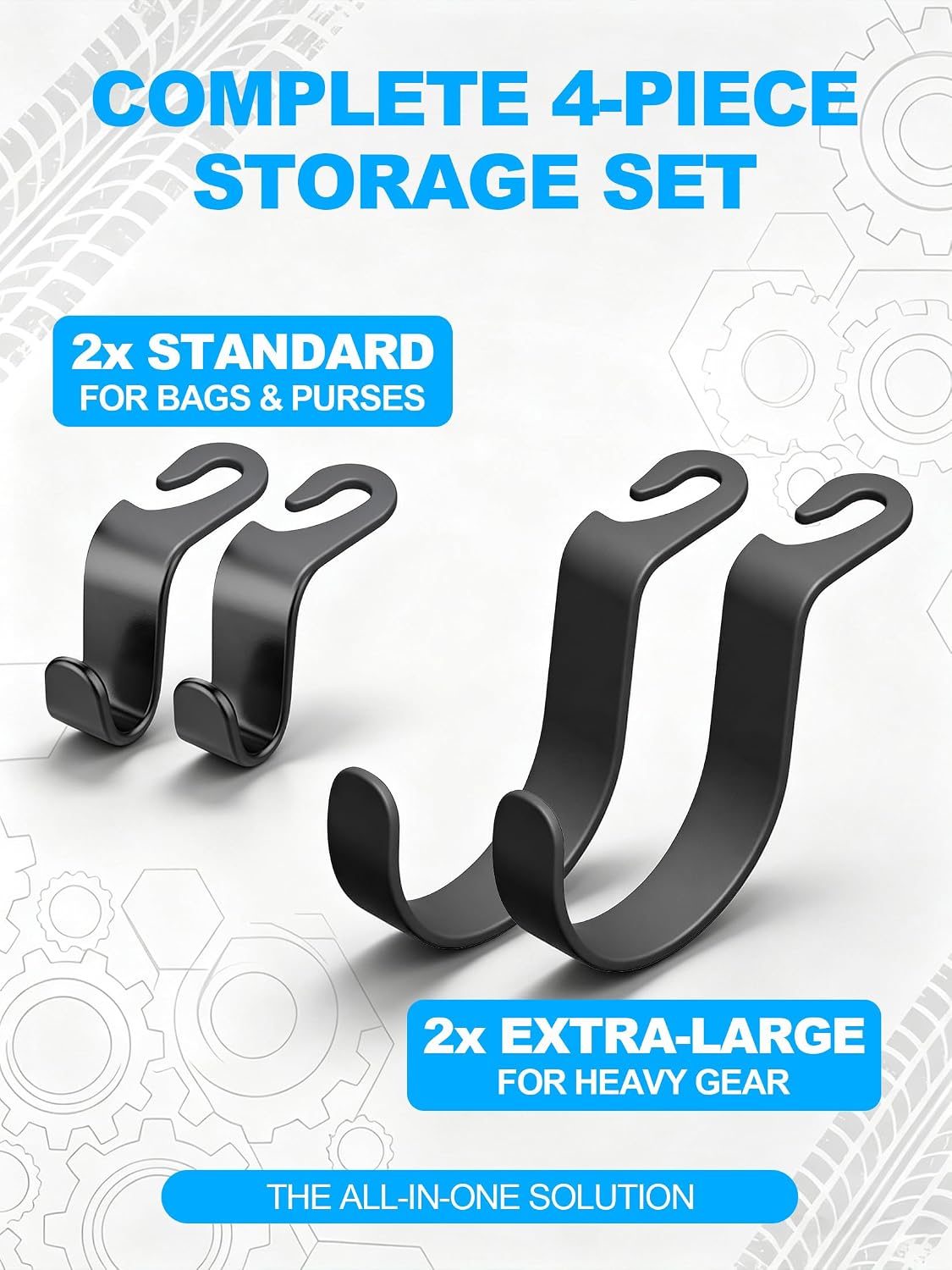 DO DOWIN 4 Pack XL Hard Hat Holder Hooks for Truck (2XL + 2Standard)