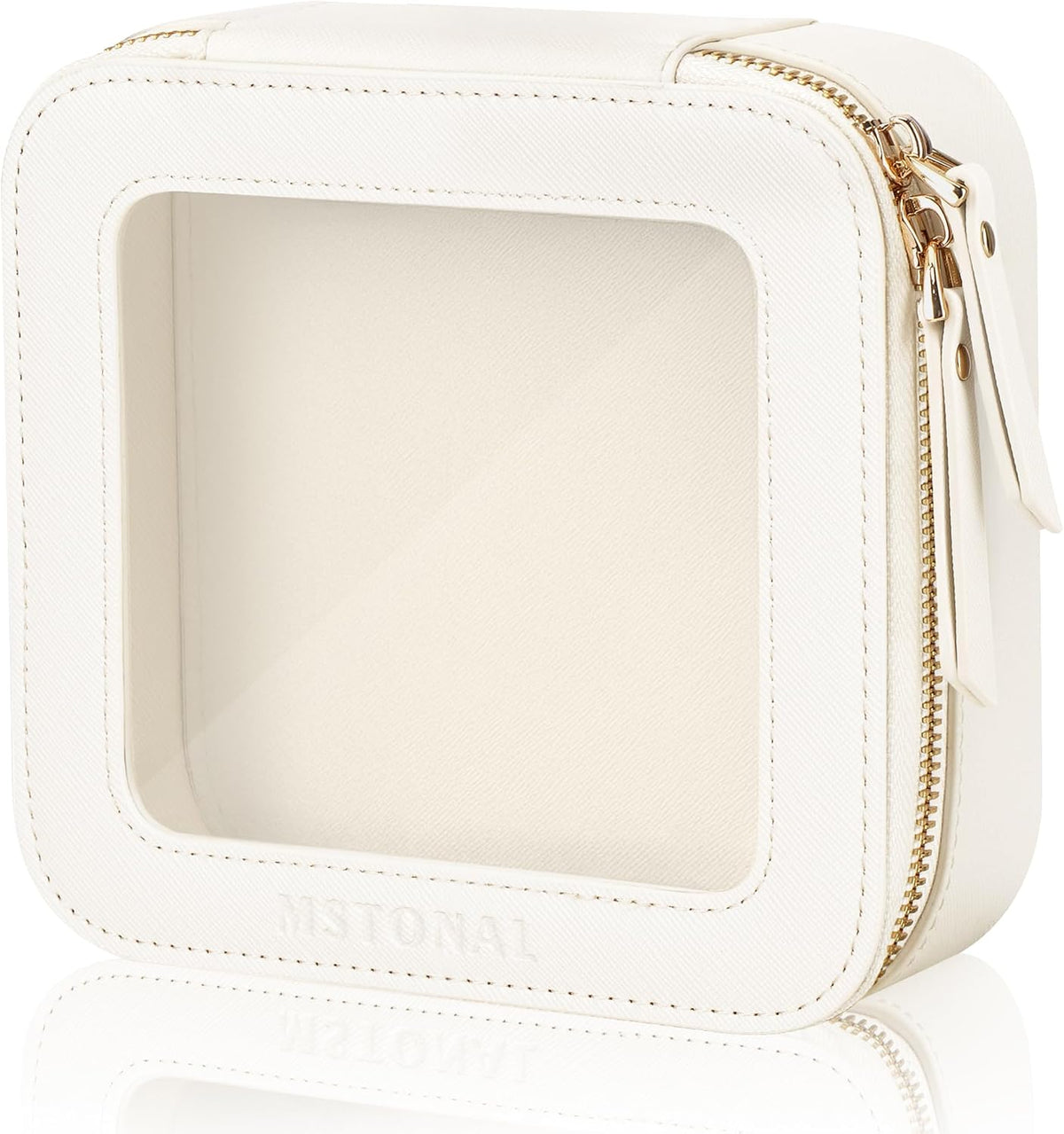 Clear Makeup Bag, Cosmetic Make Up Pouch with Zipper,Medium Ivory
