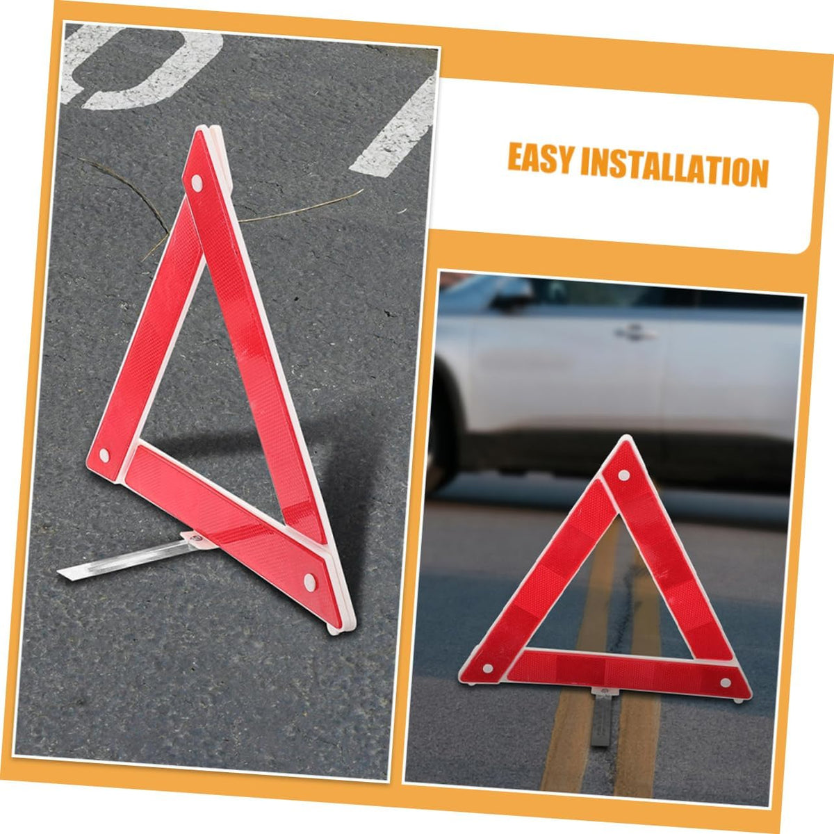 Cabilock 2 Pack Foldable Reflective Warning Triangles for Roadside Safety
