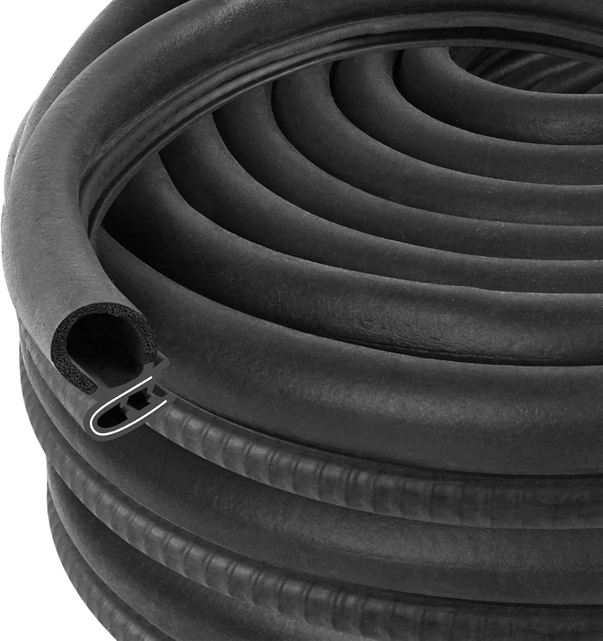 Automotive Door Weather Stripping 20Ft Car Door Rubber Edge Trim Seal Strip Gasket with Side Bulb for Car Bus Camper Boat RV Truck Doors