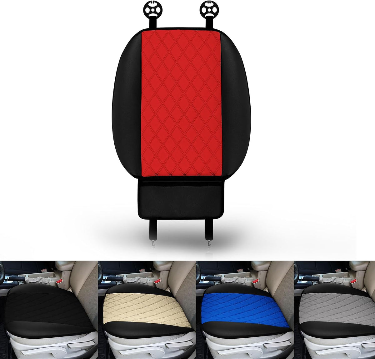 FH Group Car Seat Cover Cushion - 2 Pack Seat Covers for Cars Trucks SUV, Faux Leather Car Seat Cushions, Waterproof Car Seat Cover Cushion, Universal Fit Car Seat protector Front Set Gray