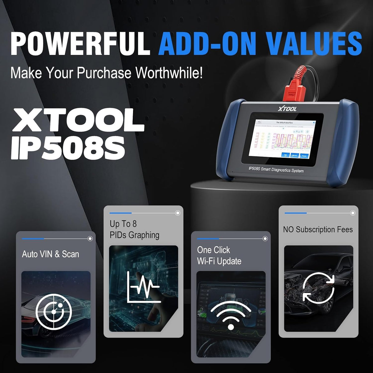 XTOOL Scanner IP508S OBD2 Scanner ABS SRS Check Engine Code Transmission