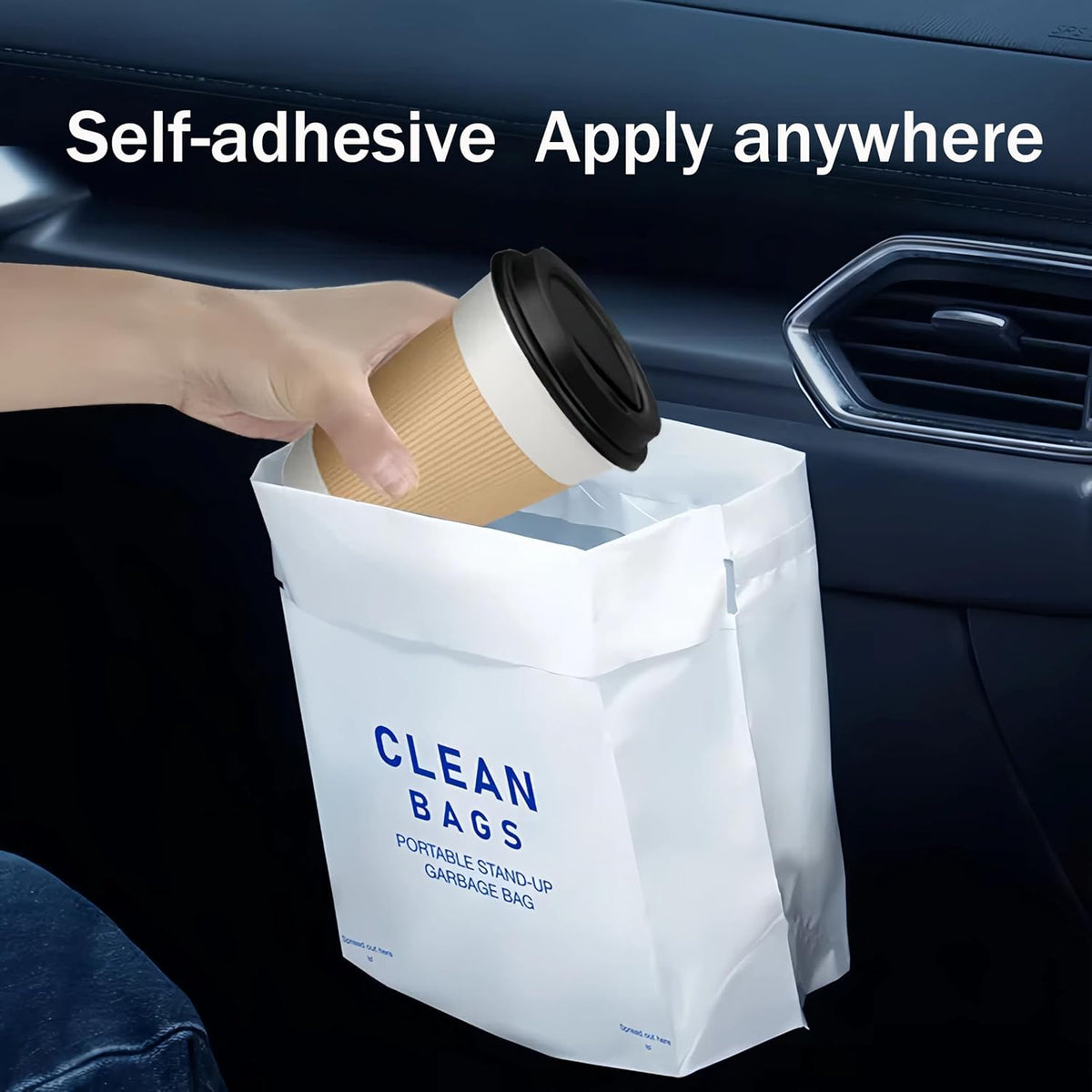 disposable Car Garbage Bin Bags 40 PCS, Leak-proof Cleaning and Vomit Bags, Easy Stick-On and Stand Design, Disposable Small Garbage Bags