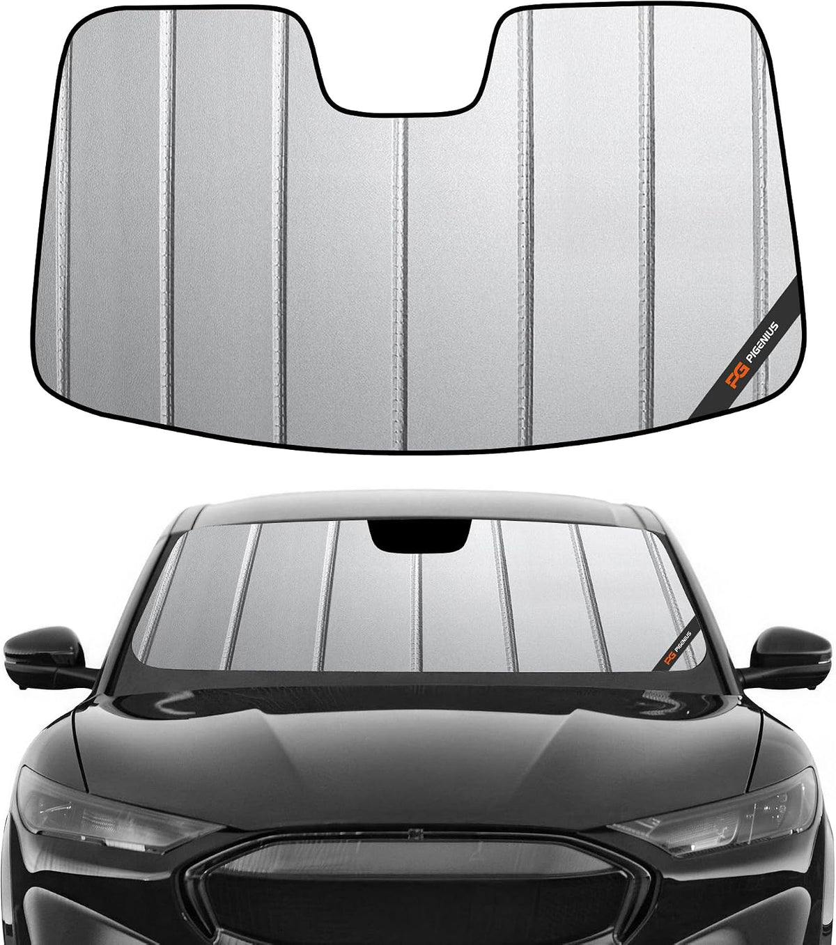 Pigenius Windshield Sun Shade for Ford Mustang Mach-E 2021-2026, Custom Fit Front Window Sunshade - AstraGuard