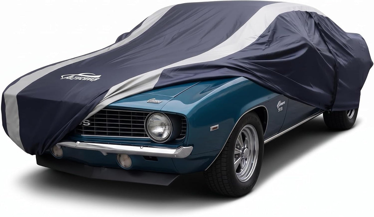 Small Car Cover Waterproof All Weather Protection with Silver Stripe Design,Universal Fit Nissan Versa, Hyundai Accent, Kia Rio Sephia,Audi A3 80 90, Honda City Insight