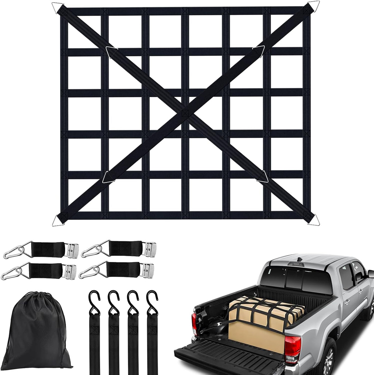 Cargo Net for Pickup Truck Bed, Heavy Duty 1100 lbs Capacity