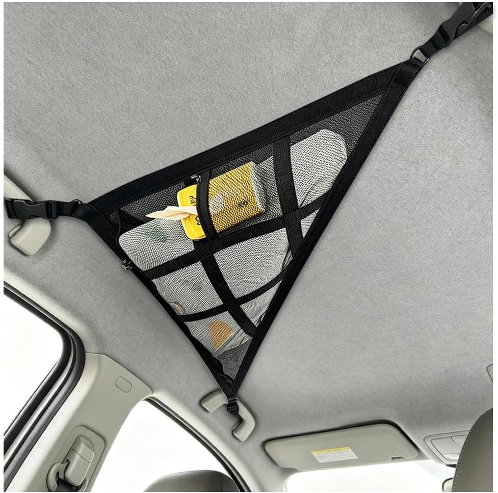 Car Ceiling Cargo Net, 31.50 × 20.87 Inches, 3 & 4 Handle, Beige