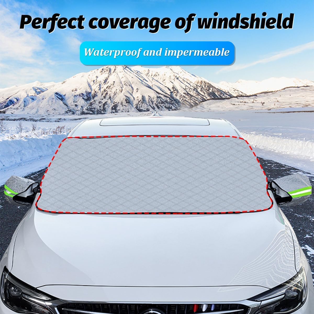 Auto Windshield Snow Cover for 2022-2025 Ford Maverick, Exterior Front Window Frost Guard Ice Protection Sun Shade White
